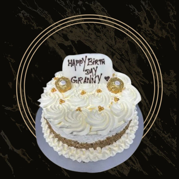 Luxury birthday cake with gold accents and elegant finish from The Bakers Shop in Birmingham