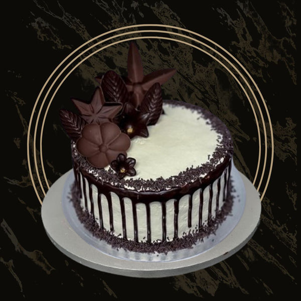 White and Chocolate Fancy Cake with minimalist design from The Bakers Shop in Birmingham