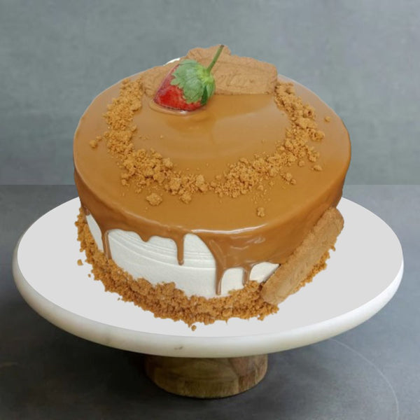 Lotus Biscoff Mother’s Day cake with rich frosting and Lotus biscuit topping from The Bakers Shop in Birmingham.