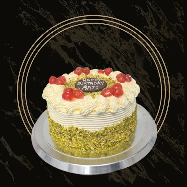Deluxe pistachio cake with extra pistachios and cream layers from The Bakers Shop in Birmingham