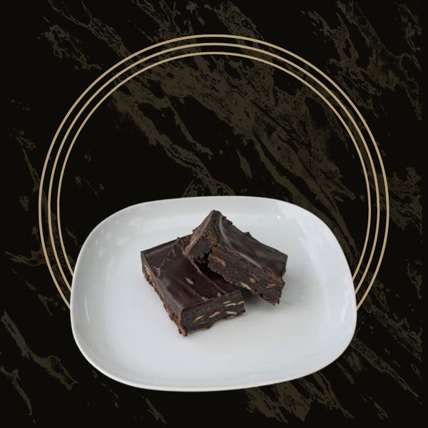 Delicious plain chocolate brownie with a rich, fudgy texture from The Bakers Shop in Birmingham