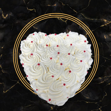 Heart-Shaped White Rosette Cake