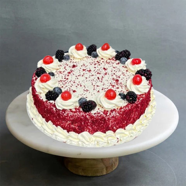 Red velvet Mother’s Day cake with cream cheese frosting and floral decoration from The Bakers Shop in Birmingham